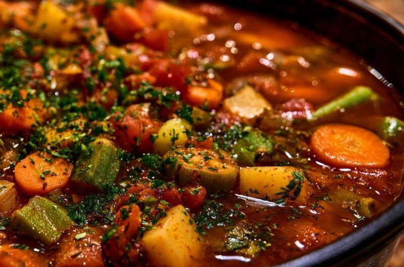 Herzhafter Gemüseeintopf mit Okra