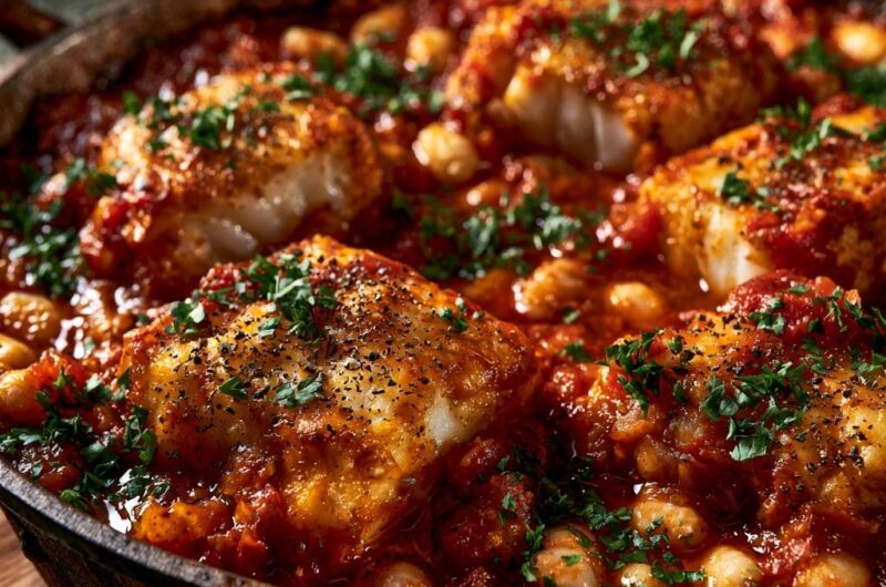 Mediterrane Kabeljau-Pfanne