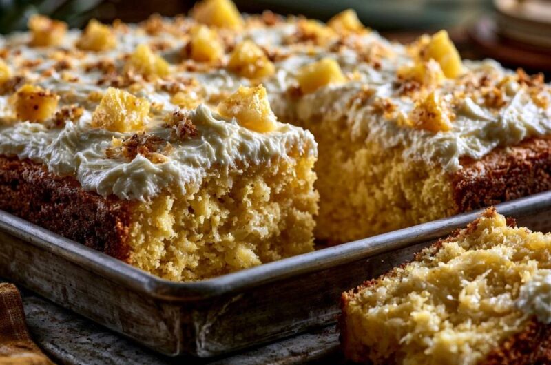 Saftiger Ananas-Blechkuchen