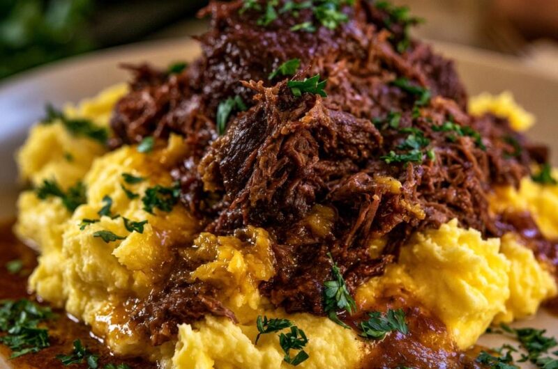 Zartes Schmorrind auf cremigem Kartoffelstampf